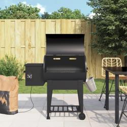 Gril &agrave; granul&eacute;s avec &eacute;tag&egrave;re inf&eacute;rieure noir 94 cm fer