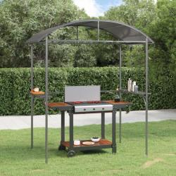 Gazebo BBQ et &eacute;tag&egrave;res lat&eacute;rales anthracite 220x115x230cm acier