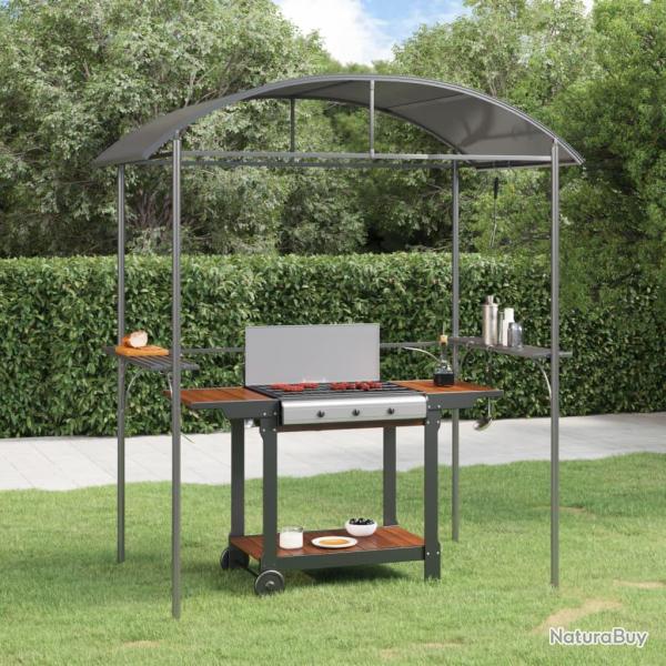 Gazebo BBQ et �tag�res lat�rales anthracite 220x115x230cm acier