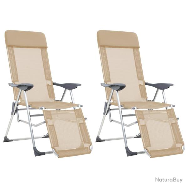 Chaises de camping pliantes et repose-pied lot de 2 textil�ne