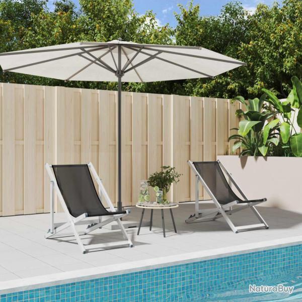 Chaises de plage pliantes lot de 2 gris aluminium et textil�ne