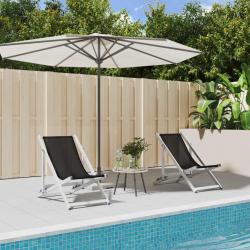 Chaises de plage pliantes lot de 2 noir aluminium et textil&egrave;ne