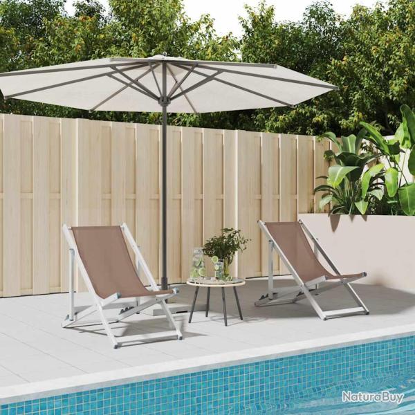 Chaises de plage pliantes lot de 2 marron aluminium textil�ne