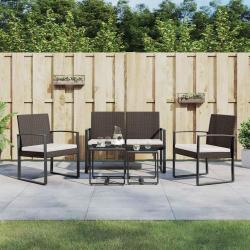 Ensemble &agrave; manger de 5 pcs et coussins marron rotin PP
