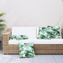Coussins de canap&eacute; 4 pcs motif de feuilles 60x60 cm tissu