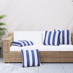 Coussin d'ext&eacute;rieur 4 pcs Bleu et Blanc 60 x 60 cm Tissu