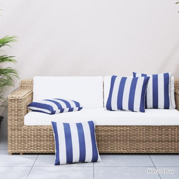 Coussin d'ext�rieur 4 pcs Bleu et Blanc 60 x 60 cm Tissu