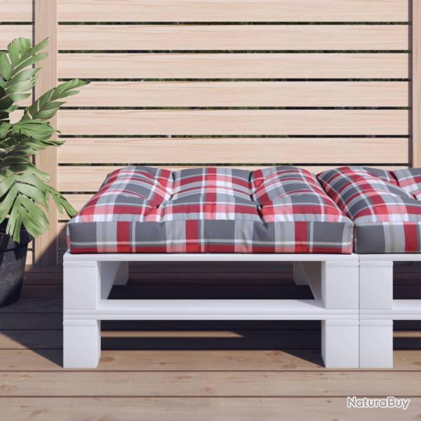 Coussin de palette motif � carreaux rouge 70x70x12 cm tissu