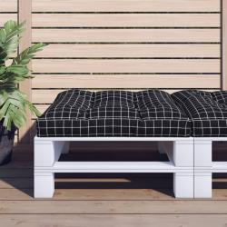 Coussin de palette motif &agrave; carreaux noir 70x70x12 cm tissu