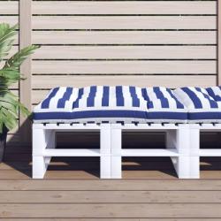 Coussin de palette rayures bleues et blanches 120x80x12cm tissu