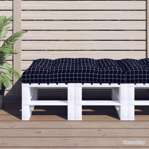 Coussin de palette motif � carreaux noir 120x80x12 cm tissu