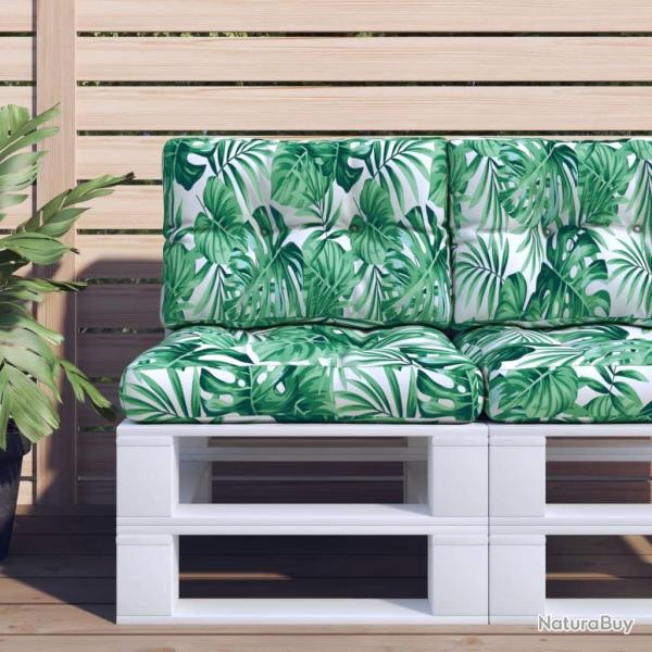 Coussin de palette motif de feuilles 50x40x12 cm tissu