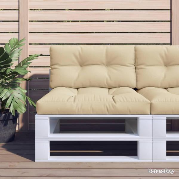 Coussin de palette beige 70x40x12 cm tissu