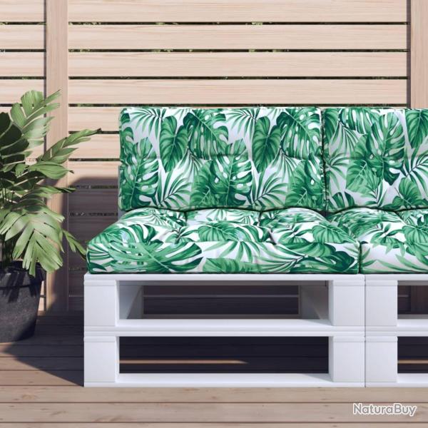 Coussin de palette motif de feuilles 70x40x12 cm tissu