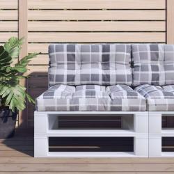 Coussin de palette motif &agrave; carreaux gris 70x40x12 cm tissu