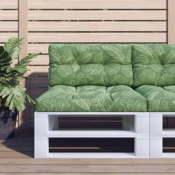 Coussin de palette motif de feuilles 70x40x12 cm tissu