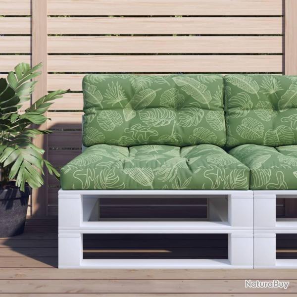 Coussin de palette motif de feuilles 70x40x12 cm tissu