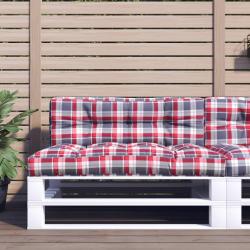 Coussin de palette motif &agrave; carreaux rouge 120x40x12 cm tissu