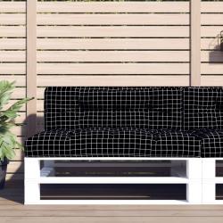 Coussin de palette motif &agrave; carreaux noir 120x40x12 cm tissu