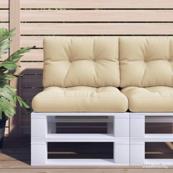 Coussins de palette lot de 2 beige tissu