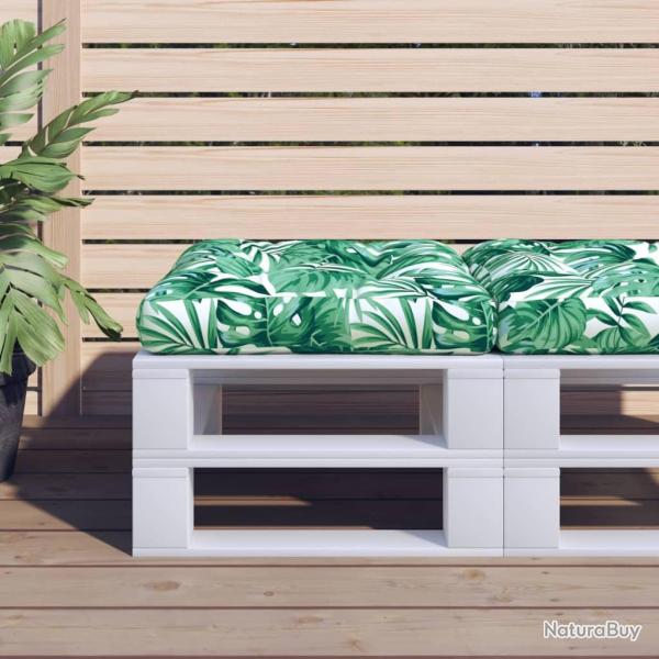 Coussin de palette motif de feuilles 58x58x10 cm tissu