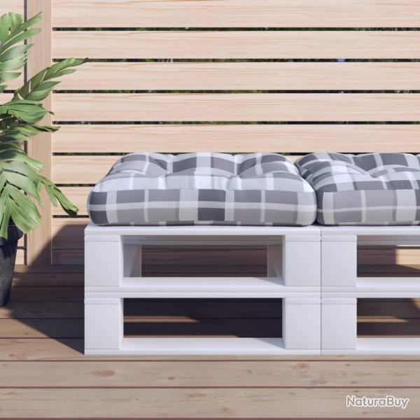 Coussin de palette carreaux gris 58x58x10 cm tissu