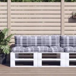 Coussins de palette 2 pcs carreaux gris tissu