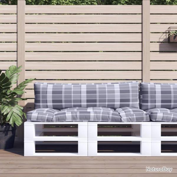 Coussins de palette 2 pcs carreaux gris tissu