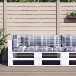 Coussins de palette 3 pcs carreaux gris tissu