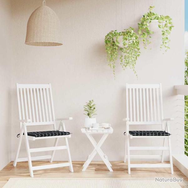 Coussins de chaise de lot de 2 motif � carreaux noir