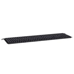Coussin de banc en tissu Oxford &agrave; carreaux noirs, 180 &times; 50 &times; 3 cm