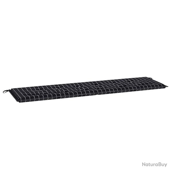 Coussin de banc en tissu Oxford � carreaux noirs, 180 � 50 � 3 cm