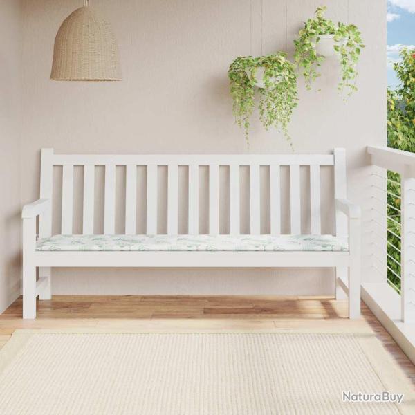 Coussin de banc de motif de feuilles 200x50x3 cm tissu