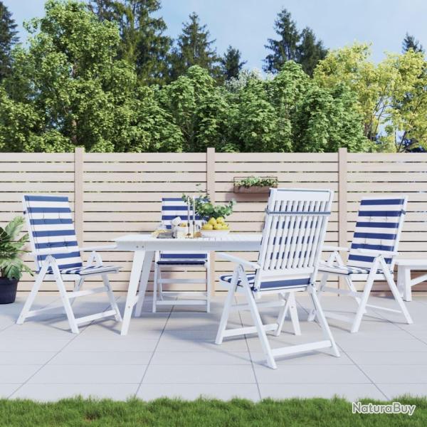 Coussins de chaise � dossier haut lot de 4 rayures bleu/blanc