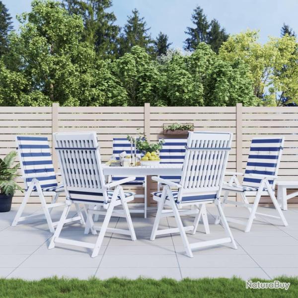 Coussins de chaise � dossier haut lot de 6 rayures bleu/blanc