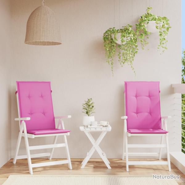Coussins de chaise de � dossier haut lot de 2 rose tissu