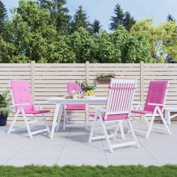 Coussins de chaise &agrave; dossier haut lot de 4 rose tissu