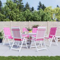 Coussins de chaise &agrave; dossier haut lot de 6 rose tissu