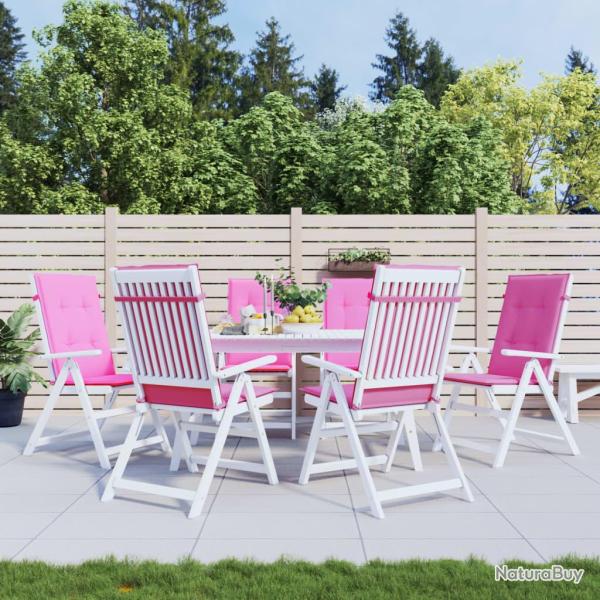 Coussins de chaise � dossier haut lot de 6 rose tissu