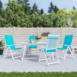 Coussins de chaise &agrave; dossier haut lot de 4 turquoise tissu