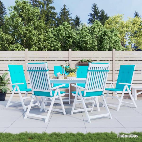 Coussins de chaise � dossier haut lot de 6 turquoise tissu