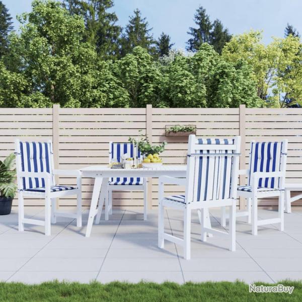 Coussins de chaise � dossier bas lot de 4 rayures bleu et blanc