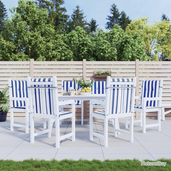 Coussins de chaise � dossier bas lot de 6 rayures bleu et blanc