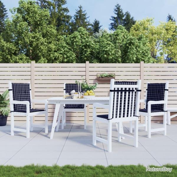 Coussins de chaise � dossier bas lot de 4 noir � carreaux tissu