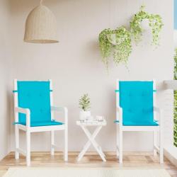 Coussins de chaise &agrave; dossier bas lot de 2 turquoise tissu