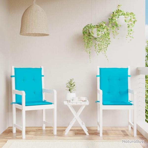 Coussins de chaise � dossier bas lot de 2 turquoise tissu