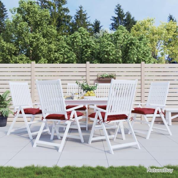 Coussins de chaise lot de 6 bordeaux 40x40x7 cm tissu oxford