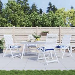 Coussins de chaise lot de 4 rayures bleues blanches 40x40x7 cm