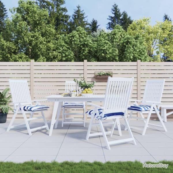 Coussins de chaise lot de 4 rayures bleues blanches 40x40x7 cm