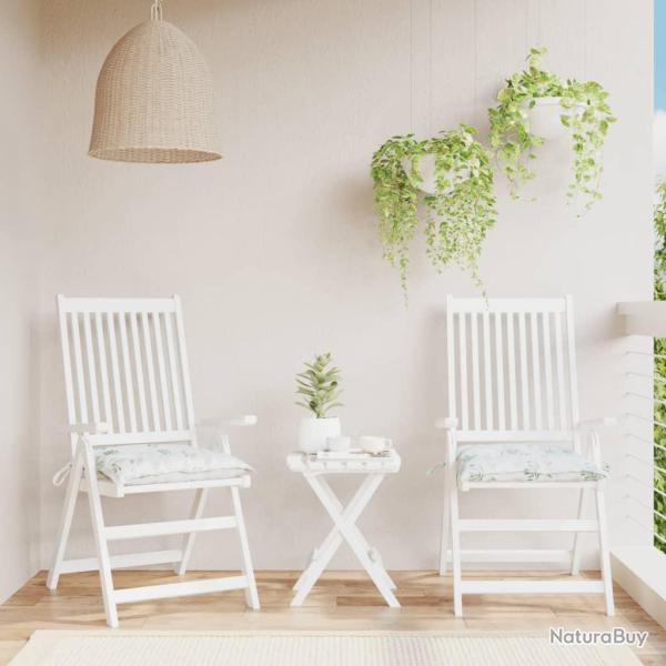 Coussins de chaise lot de 2 � motif de feuilles 40x40x7 cm